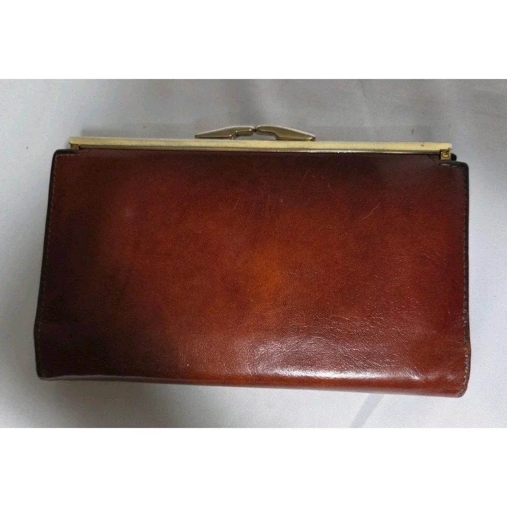 Vintage Bosca Women's Brown Leather Wallet Folding w Card ID Window  & Zip Coin
